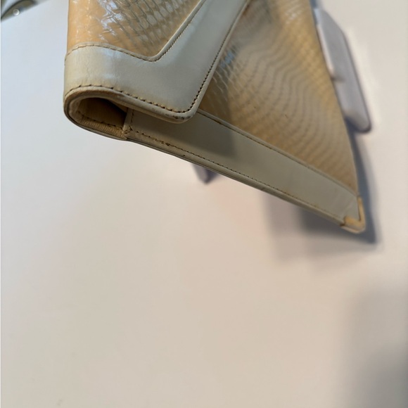 Clutch Koret Lizard Skin Cream & White Signature Handbag Metal Clasp Vintage - Picture 15 of 15